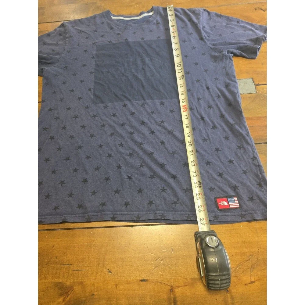 The North Face Graphic Star Print T-Shirt Men's L Blue USA American Flag Patch